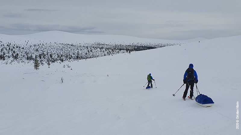 Le ski de randonnée nordique avec pulka est bien adapté à ces profils tout en douceur.